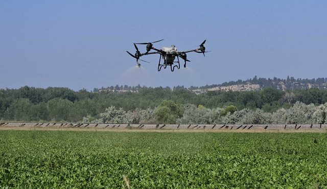 Drone sprays field